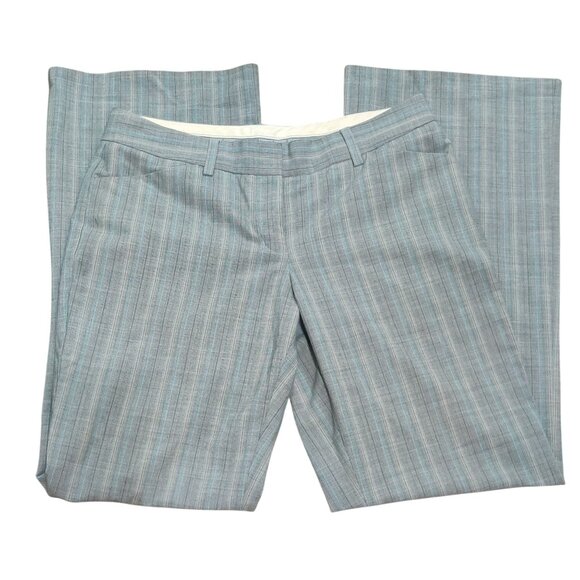 Express 4 Editor Blue Gray Pinstripe Flare Trousers Mid Rise Career Pants Preppy - Picture 1 of 8